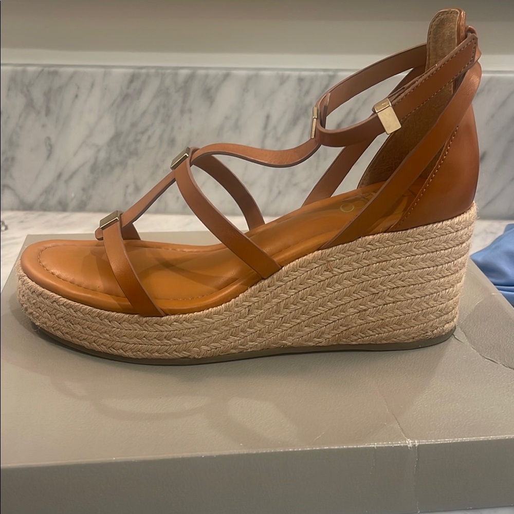 Franco Sarto Tan Brown Wedges with Espadrille Heel